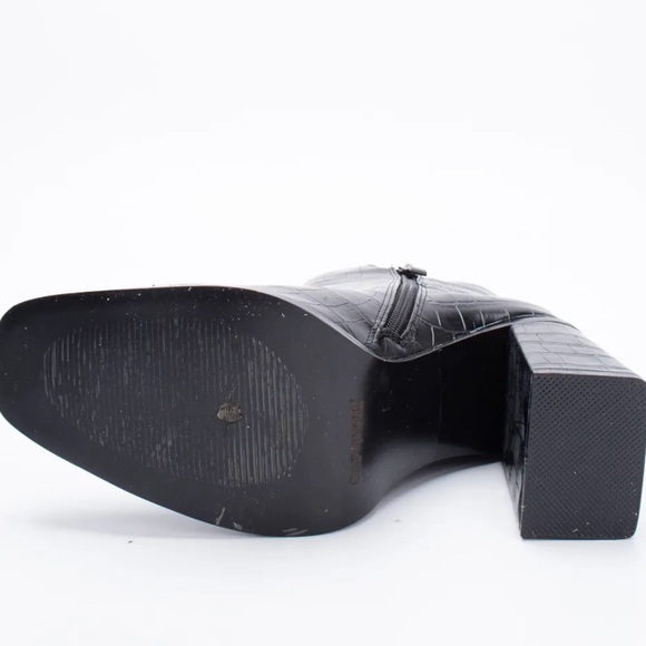 CAFENOIR Vegan Patent Leather Ankle High Heel Boots Crocodile Pattern US7 EU37 - Picture 5 of 6